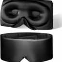 USlixury Silk Sleep Mask, 3D Contoured Sleeping Masks, Blackout Sleep Masks for Women with Nose Wing,100% Mulberry Silk, Face-Hugging Non-Slip SLEP Mask for Side Sleeper, 27.5x4.5'', Black