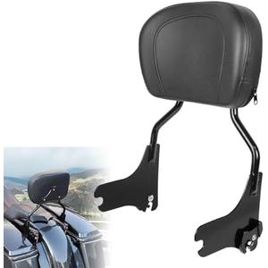 AUFER Detachable Upright Passenger Backrest Sissy Bar With Back Rest Pad Compatible With For Touring Road King Street Glide Electra Glide Road Glide FLHR FLHX FLHT FLTR 1997-2008（Black）