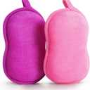 Baby Bath Sponge - Ultra Soft Baby Sponge for Bathing - Kids Bath Sponges for Infants, Toddler Bath Time, 2 Count (1 Pack) - Pink Violet