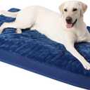 KSIIA Orthopedic Dog Crate Bed Waterproof Dog beds for Large Dogs Deluxe Plush Washable Pet Mat with Egg Crate Foam & Removable Cover, 35 x 22 Inch, Blue