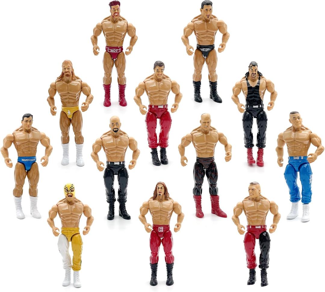 Wrestling Toys, Set of 12 Boxing Action Figures and Wrestlers - Wrestling Action Figures Playset for Kids - Pretend Play 7-Inch Wrestling Warriors