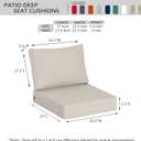 23.5"x27" Outdoor Deep Seat Patio Cushions Set of 2, Deep Seat Bottom Resilient Foam Filling Water-Resistant Stain-Resistant UV Resistant Weather Resistant with YKK Zippers, Putty