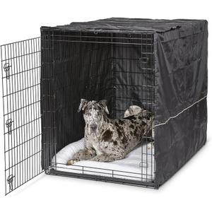 MidWest Homes for Pets XXL Dog Crate Cover, Black Polyester Privacy Kennel Cover Fits Most Giant 54-Inch Crates, Machine Washable, Reduces Barking & Chewing