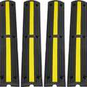VEVOR 3.28 ft Cable Protector Ramp, 4 Pack of 1 Channel, 18000 lbs/axle Capacity Heavy Duty Rubber Speed Bumps, Floor Cord Cable Protector Wire Cover, for Residential Areas, Private Garages, Gardens