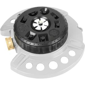 STYDDI Metal 9-Pattern Turret Lawn Sprinkler, 9 Pattern Garden Sprinkler with Heavy-Duty Metal Base, Great for Small, Shaped, Medium-Sized Yard Areas, Coverage Area Up to 1,022 Sq.Ft