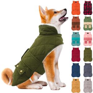 KYEESE Dog Coat Warm Pet Winter Puffer Coat with Leash Hole Waterproof Dogs Jacket with Fleece Lined Soft Pet Sweater for Cold Weather Thick Cat Clothes with Pocket Windproof Dog Coats for Small Dogs (Medium, 06# Army Green)