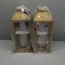 2 Pack Lanterns Decorative - IP65 Waterproof Lanterns Decorative with Flameless Pillar Candles, Decorative Lanterns for Home Decor, Indoor Outdoor, Front Porch, Garden, Farmhouse Weddings Style