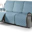 TAOCOCO 100% Waterproof Recliner Covers, Recliner Sofa Covers with Leg Straps, Reversible Recliner Couch Cover for Reclining Chair, Washable Couch Protector for Pets Kids(3 Seater, Sky Blue)