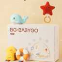 BG-BABYGO Baby Play Gym Activity Mat, 5 Developmental Zones Wooden Tummy Time Mat with 7 Detachable Sensory Toys for Motor Skills & Sensory Development, Baby Essentials Shower Gift, Easy to Install