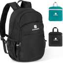 Lightweight Packable Small Hiking Backpack for Women Men - 20L Waterproof Foldable Daypack for Travel, Hiking, and Daily Use, Adjustable Chest Strap, Durable Nylon, Black