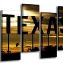 Large 6 Piece Canvas Wall Art Painting An oil field in Texas Modern Prints Giclee Stretched and Framed Picture for Home Living room Office Decor