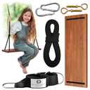 The Lion's Garden Swing with Tree Straps (32 cm Straps Carbonized Wooden Swing 17.7in)