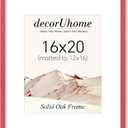 decorUhome Solid Oak Wood 16x20 Picture Frame, Display Pictures 11x14 with Mat or 16x20 without Mat, Wall Hanging Poster Frame, Red, 1 Pack