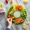 6 Sectional Round Plastic Serving Tray/Platter (2, Green)