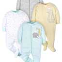 Gerber Unisex Baby 4 Pack Sleep 'N Play Footie Animals Green 0-3 Months