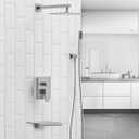 BWE Shower System with Waterfall Tub Spout Shower Faucet Set 10 Inch Square Brushed Nickel Rain Shower Head Bathroom Luxury Wall Mounted Shower Combo Set Rough-in Valve Body and Trim Included