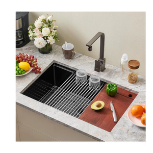 33 Inch Black Undermount Kitchen Sink Single Bowl Kitchen Stainless Steel Sink with Cutting Board,(Black, 33x19x10 Inch)