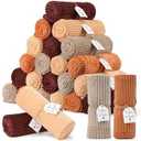 24 Pcs Terracotta Wedding Flannel Throw Blanket Bulk 50 x 60 Inch with to Have to Hold Card Striped Ribbed Soft Throw Blanket Lightweight Blankets for All Seasons Wedding Gifts Sofa Room(Terracotta)