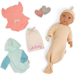 LullaBaby  14-Inch Realistic Baby Doll  Brown Eyes, Fair Skintone & Huggable Soft Body  Boy or Girl Gender Reveal Accessories  Pretend Play 2+ Years Gender Reveal Baby Doll