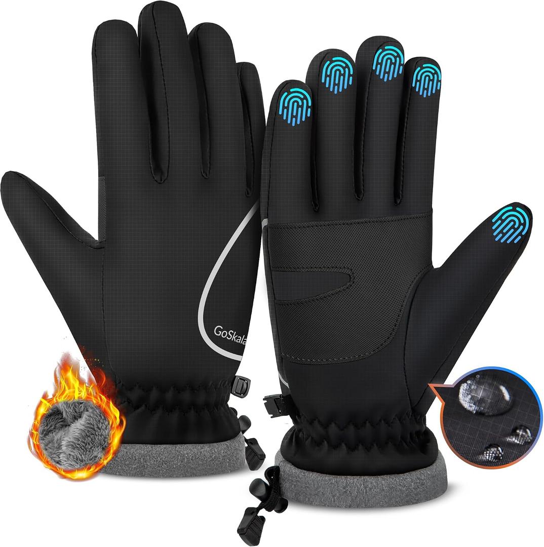 Winter Gloves for Women Men, Waterproof and Warm, Sensitive Touch Gloves for Cycling Running Working Outdoor Activities, Black, Medium