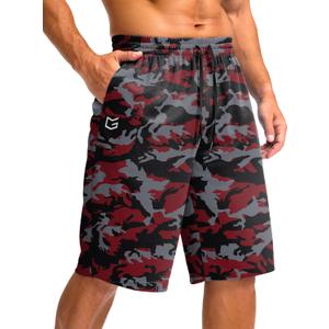 G Gradual Men's Athletic Shorts with Pockets 9" / 11" Long Basketball Shorts Lightweight Quick Dry Gym Workout Shorts for Men (Red, XXXL)