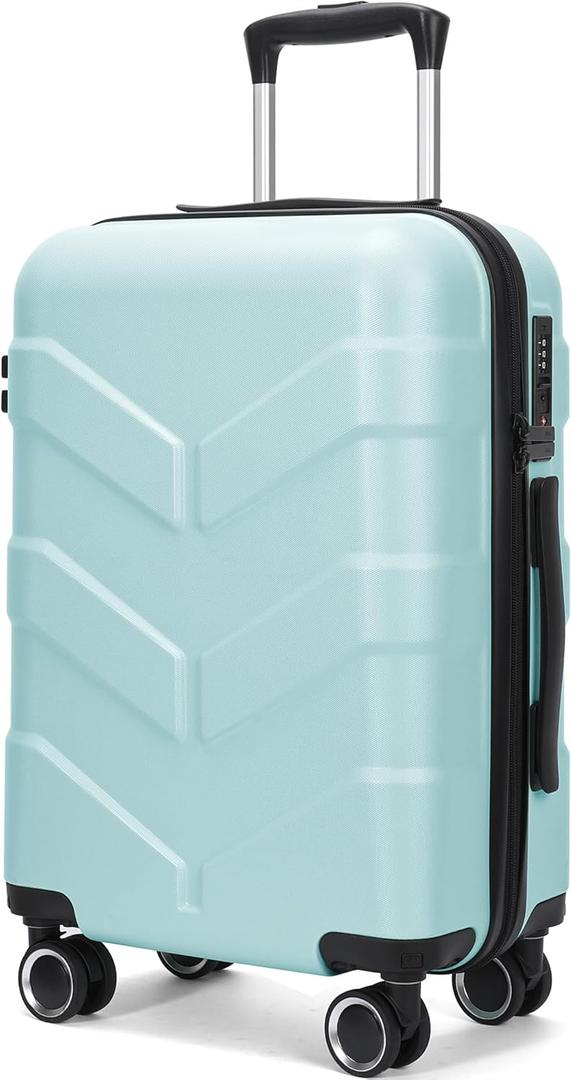 Hardside Carry On Luggage 22x14x9 Airline Approved with Spinner Wheels, Lightweight 20-inch Carry-On Suitcase for Men & Women, Green