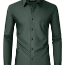 Alimens & Gentle Mens Dress Shirts Long Sleeve Wrinkle-Free Formal Shirts Wedding Dating Business Casual Button Down Shirt M