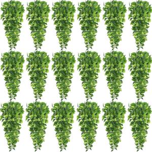 Hoteam 18 Pcs Artificial Hanging Plants Fake Ivy Vines with Fake Leaves Patio Artificial Plants Greenery for Living Room Indoor Outdoor House Wall, No Basket (Beauty)