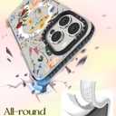 Lotadilo for iPhone 15 Pro Case for Women - Girls Kawaii Design Compatible with Magsafe Magnetic Ring Holder Stand Retro Flower Phone Covers Aesthetic Girly TPU Funda for 15 Pro