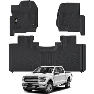 Floor Mats Custom Fit for 2015-2025 Ford F150 Super Cab/Extended Cab (Not for SuperCrew Cab) All Weather TPE Rubber Floor Liners Anti-Slip Full Set for Ford F-150 SuperCab Accessories