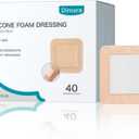 Dimora Silicone Foam Dressing with Border 40 Pack, Adhesive 4"x4" Wound Dressing Large Bandage for Wound Care