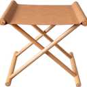 Vegan Soft Leather Solid Beech Wood Multipurpose Foldable Portable Foot Stool Vanity Stool or Freestanding Magazine Holder -Van Dyke Brown