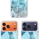 SCORPIFY for iPhone 17 Pro Case [Compatible with MagSafe] with Blue Celestial Ripples and Wave Texture, Cute Magnetic Phone Cover Bumper for Women Girls, Glitter Sparkle Pattern with Gold Accents