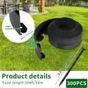 4 in x 164 Ft Garden Landscape Edging, No Dig Garden Edging Border Kit with 300 Pcs Spikes for Flower Bed Lawn Yard Grass Black