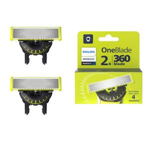 Philips Norelco OneBlade 360 Replacement Blades, for OneBlade Electric Shaver and Trimmer, Durable Stainless Steel, Trim, Edge and Shave, 2 pack, QP420/80
