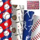12 Sheets Baseball Wrapping Paper 20" x 27" Sports Theme Gift Wrap Paper Folded Baseball Gloves Patterns Paper for Christmas Holiday Birthday Party DIY Crafts Present Wrapping