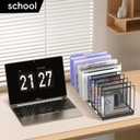 9-Section Desk File Organizer, Vertical File Holder, Mesh Desktop File Folder Metal File Binder Organizer Stand for Office Home Classroom, Black