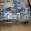 GarveeHome 8x10 Washable Vintage Living Room Area Rug: Vintage Machine Washable Area Rug for Living Room Indoor Large Non-Slip Bedroom Carpet Low Pile Stain Resistant Dining Room Carpet Blue&Brown