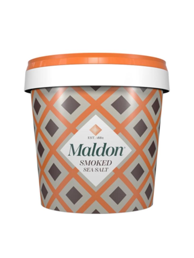 Maldon Salt, Smoked Sea Salt Flakes, 1.1 lb (500 g), Bulk Tub, Kosher, Natural, Gently Smoked Over Oak, Handcrafted, Gourmet, Pyramid Crystals, BBD 10/04/29