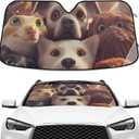 Funny Animals Dog Head Windshield Sunshade Car Sun Shade Foldable Front Window Covers Blocks UV Rays Visor Protector Accordion for Truck SUV Accessories