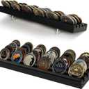 Challenge Coin Display Stand 4 Rows Wooden Military Coin Holder Rack Case Holds 30 Coins, Black Finish