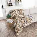 Real Fur Blanket Throw for Couch Tan Fur Throw Blanket Fuzzy Fluffy Super Soft Furry Plush Decorative Comfy Shag Thick Sherpa Shaggy Throws and Blankets for Sofa, Bed, 80x60 inches