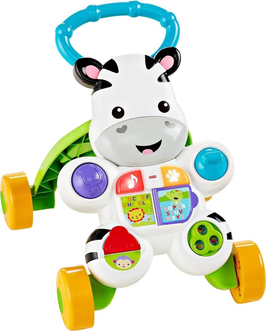 Fisher-Price Baby Push Toy Learn with Me Zebra Walker Musical Learning Activity with Lights & Fine Motor Play for Infants Ages 6+ Months 