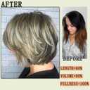 Jolelyne Short Ombre Blonde Highlight Pixie Cut Wig - Fluffy Light Brown Mix Honey Blonde Highlight Layered Natural Side Part Curly Wigs With Synthetic Hair