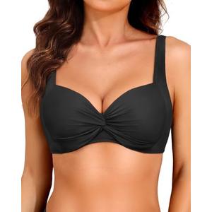 Women Underwire Bikini Top - 2025 Push Up Swimsuit Tops Padded Bra Bathing Suit, Size XL