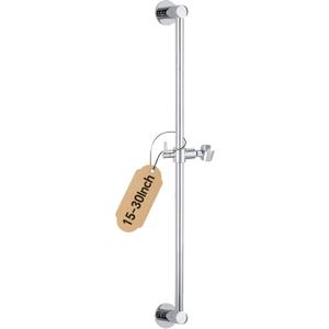 Shower Slide Bar Adjustable Handheld Shower Head Holder Wall Mount - 30inch All-Metal Shower Head Slide Bar Compatible with Bathroom Drill Free Glue Installation - Polished Chrome
