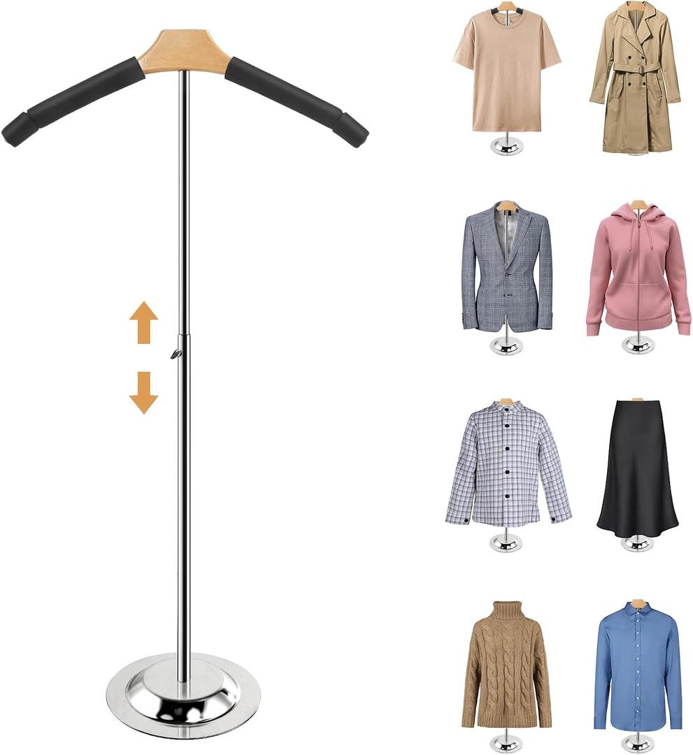 20-35 Inch Height Adjustable Shirt Display Stand, T Shirt Display Stand for Vendors, Shirt Rack for Clothing Dress Garment Coat Retail (Black, 1 Pcs)