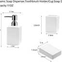 White Bathroom Accessory Set 3 Pcs,Ceramic Soap Dispenser and Toothbrush Holder Cup Soap Dish,Modern Countertop Bath Decor Set for Stylish Bathroom Organization