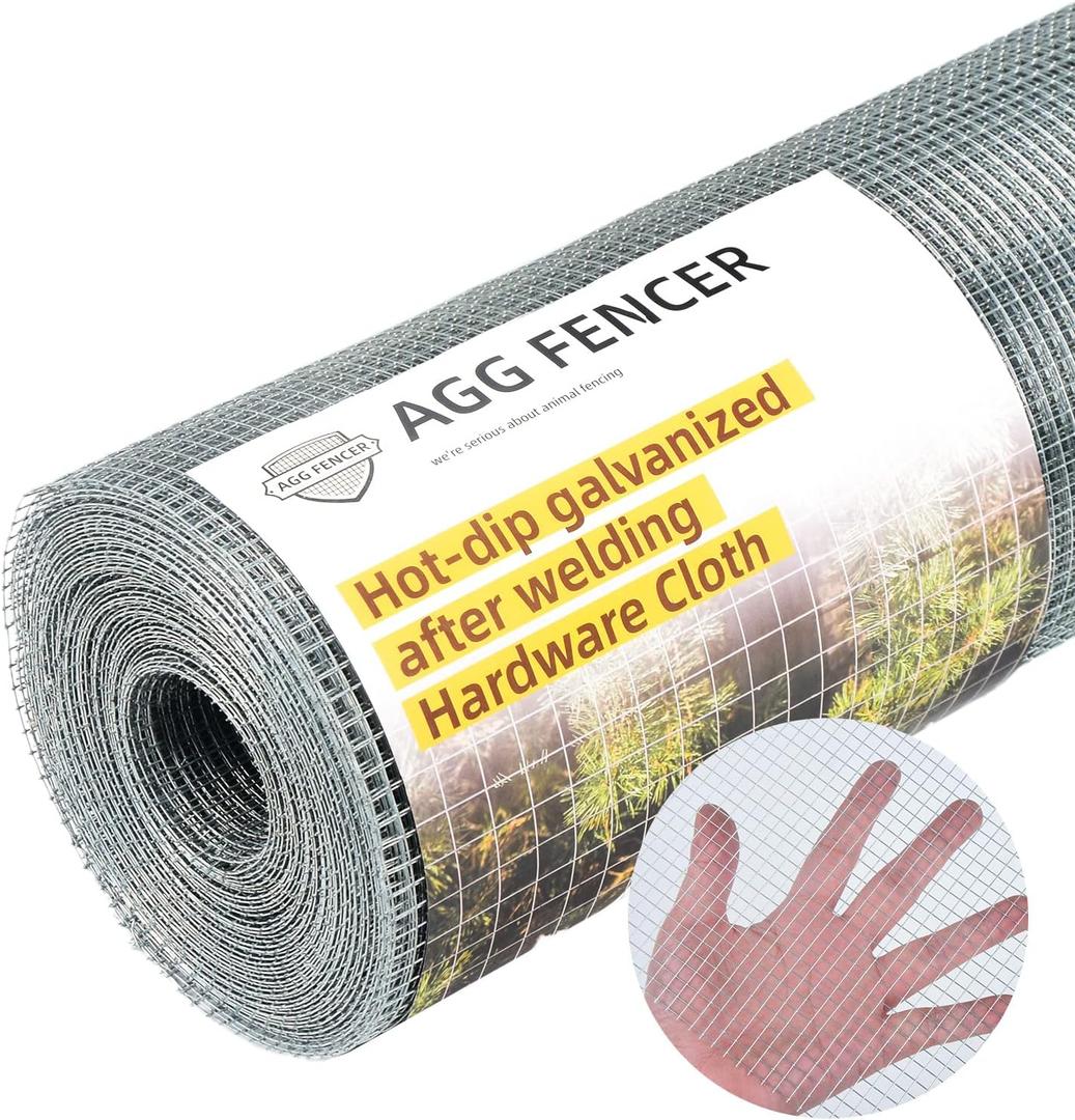 8inch x 25ft Hardware Cloth 1/4 inch Chicken Wire Fencing 23Ga, Hot Dipped Galvanized After Welding Garden Plant Supports Welded Metal Chicken Wire Fence, Poultry Animal Netting Cage Screen