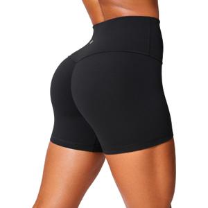 CRZ YOGA Secret sculpt Butter lift Biker Shorts 4" - No Front Seam High Waisted Womens Workout Gym Booty Scrunch Butt (M)